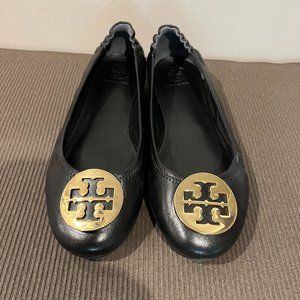 Tory Burch Black and Gold Flats